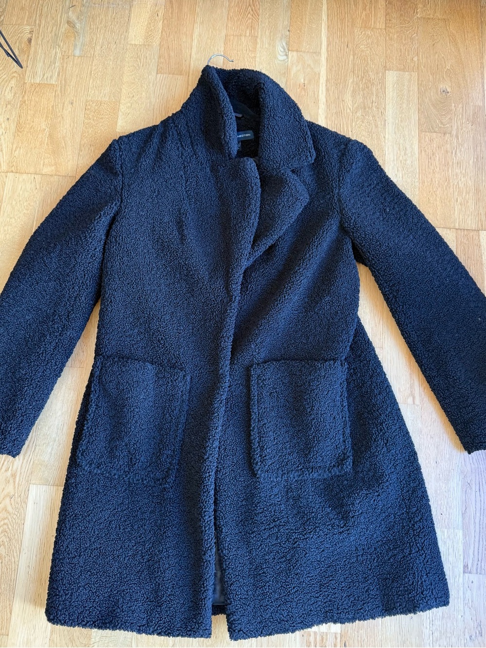 French Connection Women's Black Teddy Coat - Size Medium